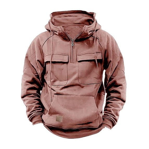 jjayotai Men's Insulated Hooded, Thermal Winter Men Sweatshirt Quarter Zip Cargo Pullover Hoodies Workout Gym Sports Running Outdoor Winter Jackets