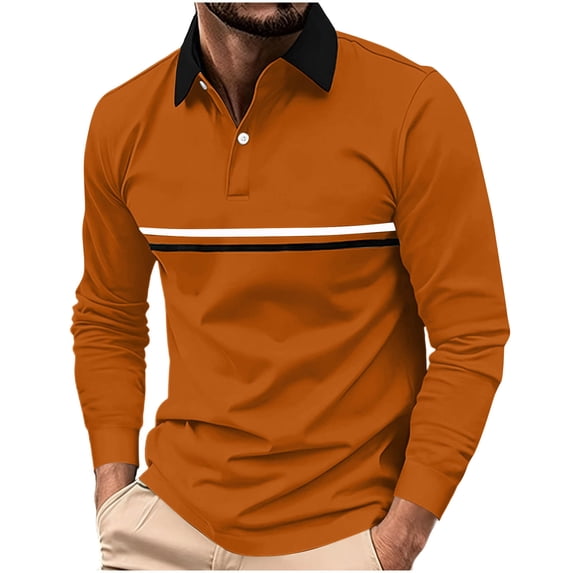 jjayotai Men's Long Sleeve Shirts 2026 Fashion Casual T Shirt Slim Fit Shirt Collared Office Work Golf Shirt