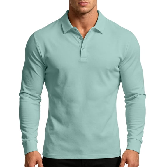 jjayotai Men's Shirt Long Sleeve Golf Shirts Quick Dry Lightweight Tops 3-Button Performance Work Fishing Athletic Top