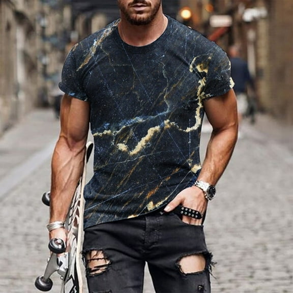 jjayotai Men's Short Sleeve Henley Shirt New Fashion Casual Men's T-shirt Print Sports T-shirt Sleeve Round-Neck Blouses &
