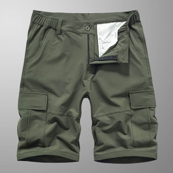 jjayotai Men's Shorts for Summer Men Casual Solid Zipper Button Pockets Elastic Waist Cropped Cargo Shorts