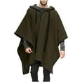 thumbnail image 1 of jjayotai Men's Steampunk Poncho, Gothic Hooded Fashion Comfortable Home Clothes House Coat Poncho Jacket Outerwear Army Green XXXL, 1 of 2