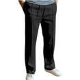 thumbnail image 1 of jjayotai Men's Straight Pant, Flat Front Casual Khaki Pants, Stretch Drawstring Waist Chino Trousers, Slack Joggers Pants Black M, 1 of 8