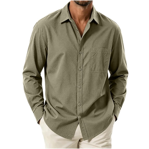 jjayotai Mens Button down Shirt Casual Untucked Shirts Long Sleeve Dress Shirt with Pocket