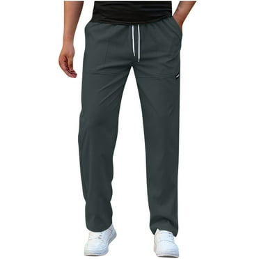jjayotai Mens Casual Pants, Drawstring Sweatpants, Elastic Waist Straight Fit Lightweight Jogger Pants Dark Gray M