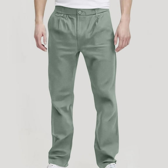 jjayotai Mens Chinos Pants, Slim Fit Flat Front Stretch Skinny Tapered Dress Pants, Comfort Casual Solid Trousers Army Green XXL