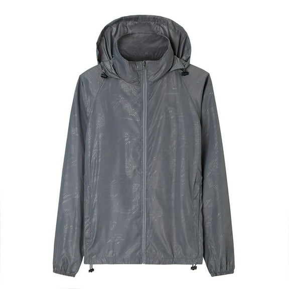 jjayotai Mens Coat Jacket Clearance Men Casual Solid Sports Hooded Long Sleeve Zipper Lightweight Quick Drying Sun-proof Jacket