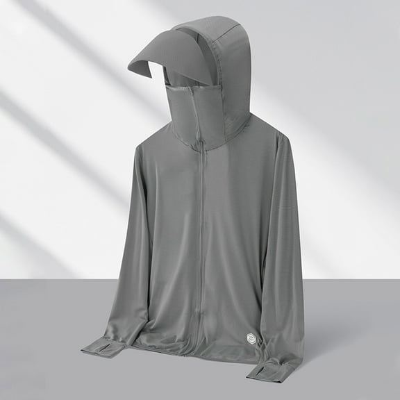 jjayotai Mens Coat Jacket Clearance Men Casual Solid Sports Hooded Long Sleeve Zipper Sun-proof High Elastic Jacket