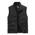 thumbnail image 1 of jjayotai Mens Coat Jacket Clearance Men's Sleeveless Work Clothes Jacket Solid Color Stand Collar Multiple Pockets Outdoor Sports Vest Photography Leisure Coat, 1 of 2