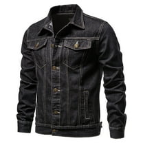 jjayotai Mens Coat Jacket Clearance Men's Solid Color Button Pocket Slim Fashion Casual Work Denim Jacket