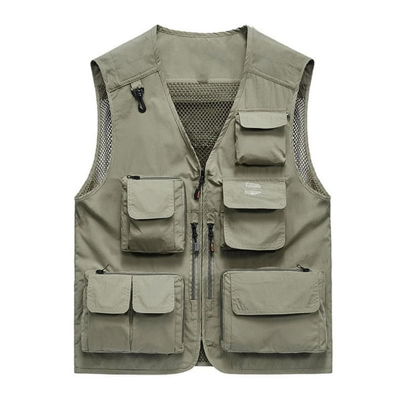 jjayotai Mens Coat Jacket Clearance Men's Work Sleeveless Jacket Solid Color Stand Collar Multiple Pockets Outdoor Sports Photography Leisure Vest Coat