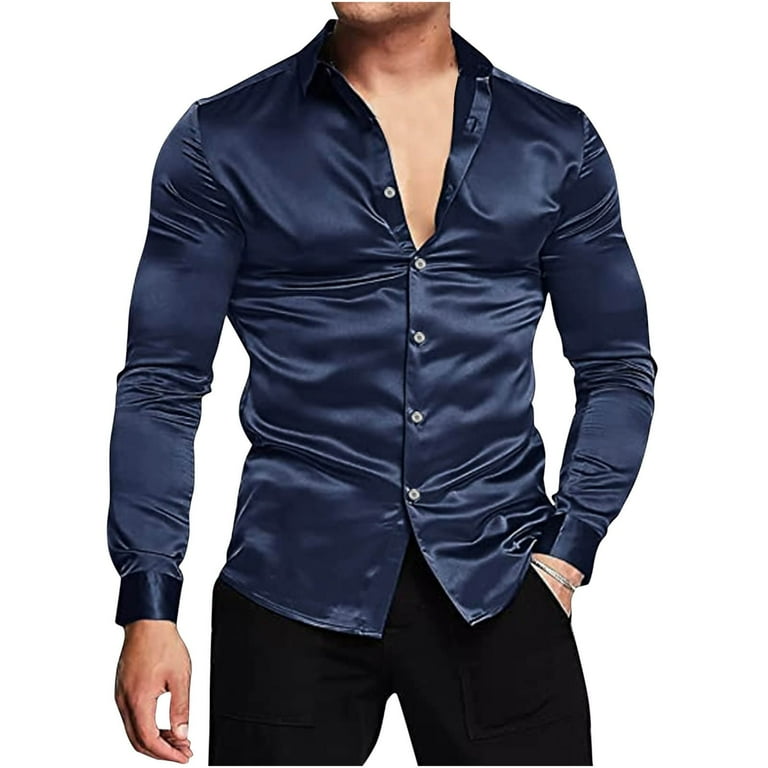 jjayotai Mens Long Sleeve Lapel Tops Clearance Men's Fashion