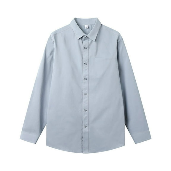 jjayotai Mens Long Sleeve Tops Clearance Men's Solid Color Light Board Long Sleeved Shirt Long Sleeved Lapel Top/shirt