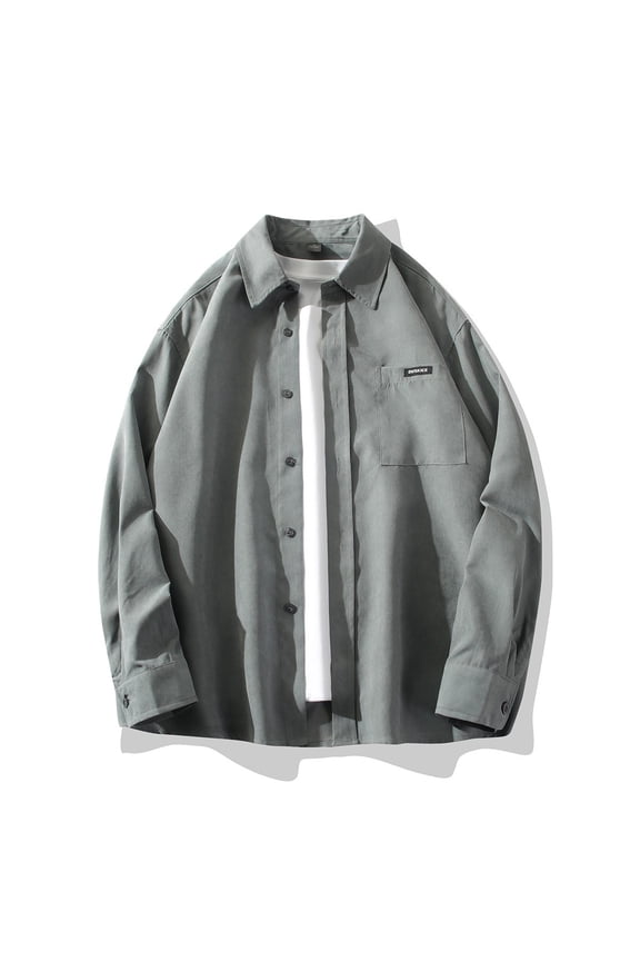 Mens Long Sleeve Tops Clearance Men's Solid Color Shirt With Lyocell Texture Thin And Loose Fitting Casual Long Sleeved Lapel Top/shirt