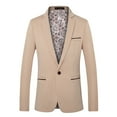thumbnail image 1 of jjayotai Mens Oversized Suit Coat, Casual Solid One Button Business Suit Jackets Plus Size Wedding Banquet Host Blazers Jacket Khaki XXXXL, 1 of 7