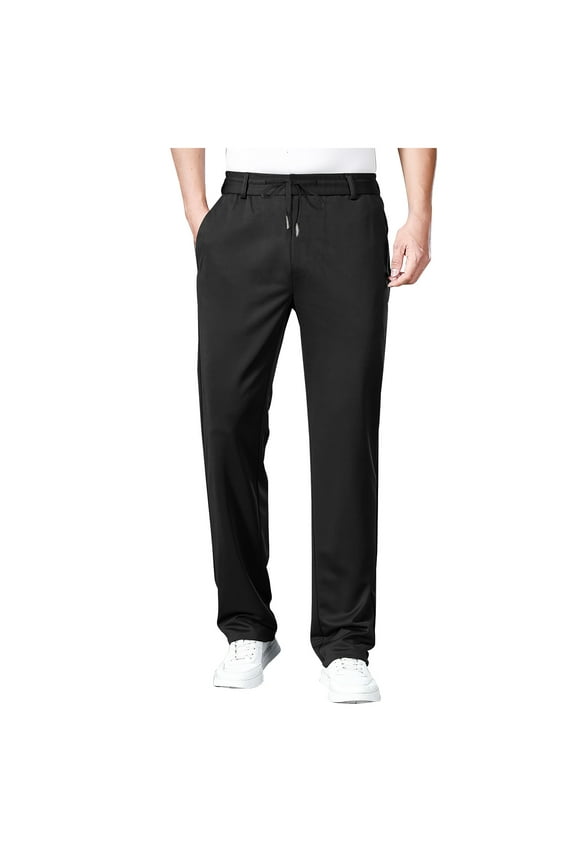 Mens Pants, Breathable Workout Athletic Golf Straight Fit Trouser, Ultra Stretch Quick Drying Pants Black XL