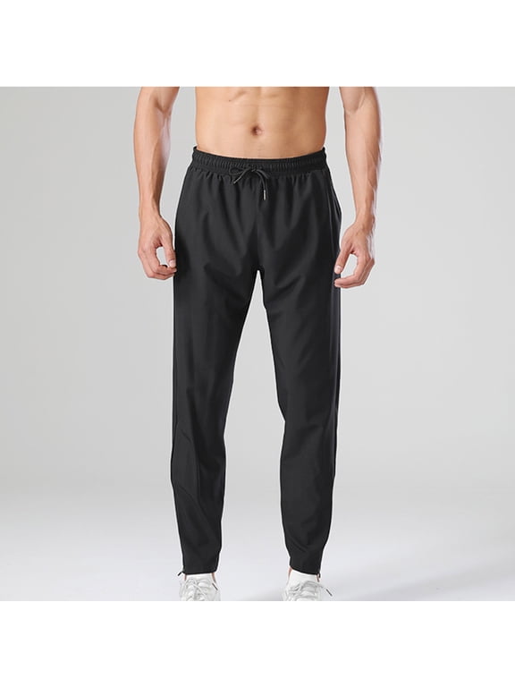 Mens Pants Clearance Men's Track Pants Hiking Lightweight Quick Dry Athletic Workout Casual Active Jogger Sweatpants Zipper Pockets