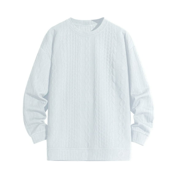 jjayotai Mens Sweater Tops Clearance Mens Crewneck Sweater Cable Knit Solid Long Sleeve Pullover Fashion Casual Tops Loose Comfort Fall Winter Sweaters