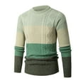 thumbnail image 1 of jjayotai Mens Sweater Tops Clearance Men's Trendy Round Neck Color Block Stripes Sweater Long Sleeve Soft Pullover Autumn Winter Solid Clothing Sweater, 1 of 1
