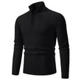 thumbnail image 1 of jjayotai Mens Sweater Tops Clearance Mens Quarter Zipper Mock Neck Sweater Comfy Slim Fit Cable Knitted Pullover Long Sleeve Solid Fall Winter Polo Tops, 1 of 8