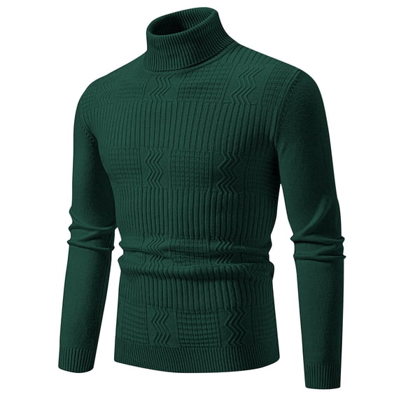 jjayotai Mens Sweater Tops Clearance Mens Turtleneck Sweater Slim Fit Cable Knit Casual Basic Pullover Lightweight Ribbed Long Sleeve Solid Sweaters