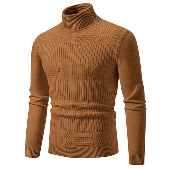 jjayotai Mens Sweater Tops Clearance Mens Turtleneck Sweater Slim Fit Cable Knit Casual Basic Pullover Lightweight Ribbed Long Sleeve Solid Sweaters