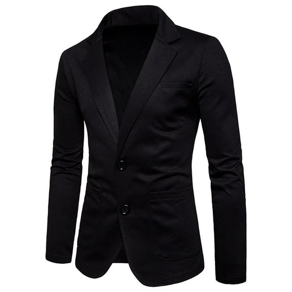 jjayotai Mens Tops Clearance Men's Classic Casual Slim-fit Blazer Jacket Solid Suit Notched Lapel Two Button Suit Coat Business Jacket