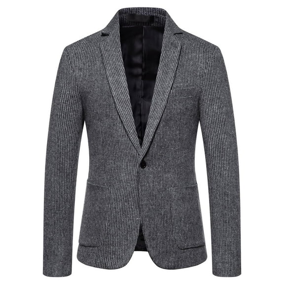 jjayotai Mens Tops Clearance Men's Herringbone Tweed Blazer Suit Notch Lapel One-button Wool Blend Sport Coat Jacket Costume