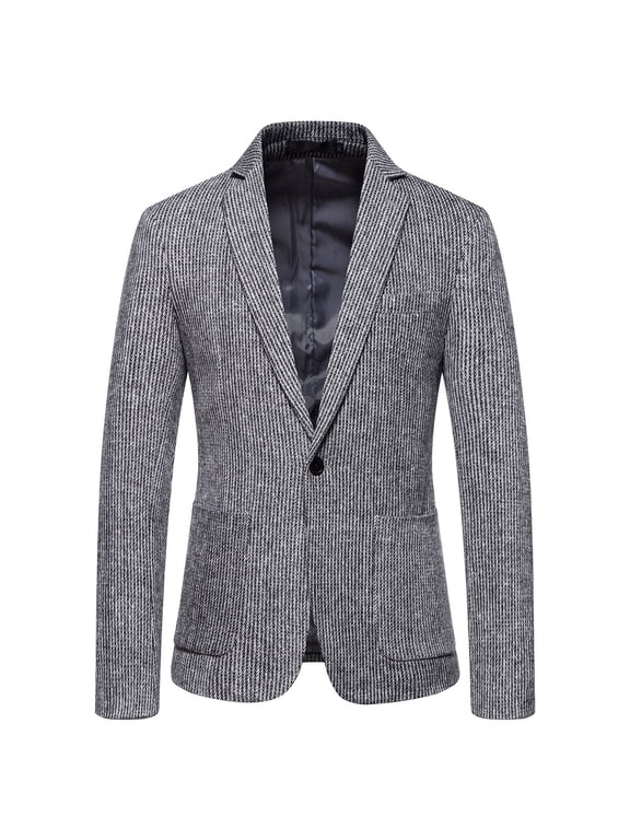 Mens Tops Clearance Men's Herringbone Tweed Blazer Suit Notch Lapel One-button Wool Blend Sport Coat Jacket Costume