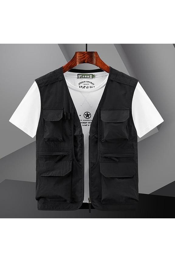 Mens Tops Clearance Men's Lightweight Utility Summer Vest Jacket Outdoor Sports Photography Safari Fishing Travel Cargo Vest