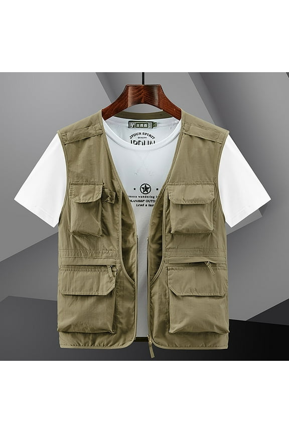 Mens Tops Clearance Men's Lightweight Utility Summer Vest Jacket Outdoor Sports Photography Safari Fishing Travel Cargo Vest