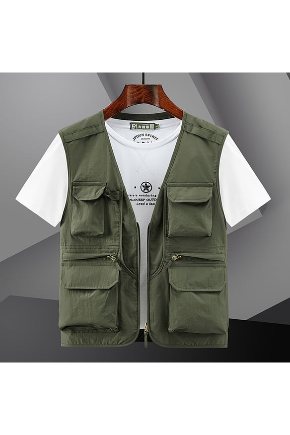 Mens Tops Clearance Men's Lightweight Utility Summer Vest Jacket Outdoor Sports Photography Safari Fishing Travel Cargo Vest