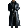 thumbnail image 1 of jjayotai Mens Tops Clearance Men's Retro Leather Trench Coat Lapel Solid Color Slim Full Length Classic Faux Leather Windbreaker Jacket Steampunk Overcoat, 1 of 5