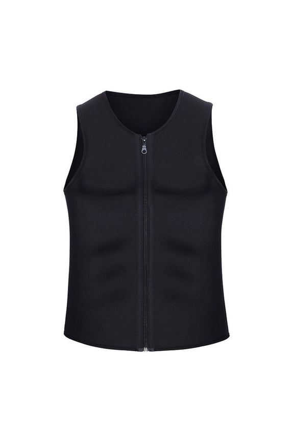 Mens Tops Clearance Men's Sauna Vest Sweat Waist Trainer Zipper Tank Top Corset Compression Body Shaper Weight Loss Workout Gym Sweat Shirt