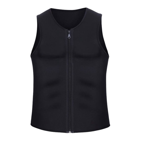 jjayotai Mens Tops Clearance Men's Sauna Vest Sweat Waist Trainer Zipper Tank Top Corset Compression Body Shaper Weight Loss Workout Gym Sweat Shirt