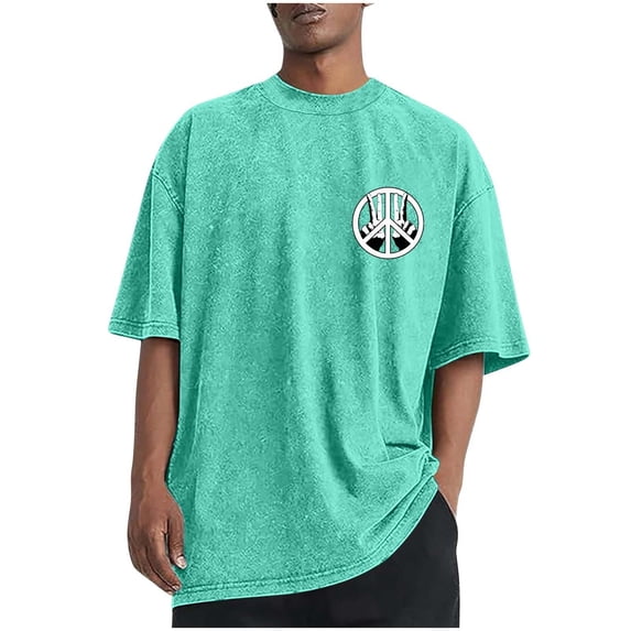 jjayotai Oversized Cotton Tshirts for Men Short Shirts Crew Neck Graphic Printed Tops Basic Summer Tees