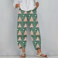 thumbnail image 1 of jjayotai Pajama Pants for Women, Plus Size Sleepwear Christmas Wide Leg Pants Santa Xmas Tree Print Soft Lounge Pj Bottoms with Pockets Multicolor XXXXL, 1 of 5