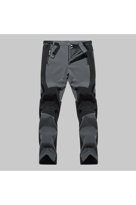 Pants for Men Clearance Men Waterproof and Velvet Thickened Sports Soft Shell Color Matching Ski Pants Rollbacks Gray