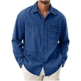 thumbnail image 1 of jjayotai Plus Size Cotton Shirts for Men Long Sleeve Button down Shirts Casual Work Shirt with Flap Chest Pocket, 1 of 6