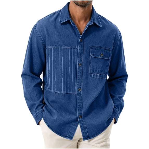 jjayotai Plus Size Cotton Shirts for Men Long Sleeve Button down Shirts Casual Work Shirt with Flap Chest Pocket