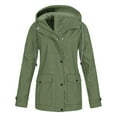 thumbnail image 1 of jjayotai Rain Jacket for Women, 2024 Fall Winter Lightweight Waterproof Raincoat Windbreaker Outdoor Hooded Trench Coat Army Green M, 1 of 5