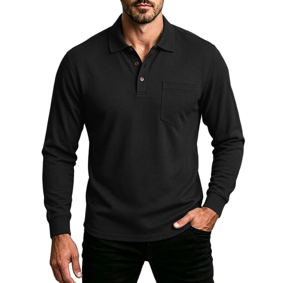 jjayotai Shirts for Men Long Sleeve Collared Golf Shirt with Pocket Moisture Wicking Quick Dry Performance s