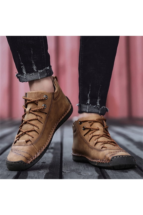 Shoes for Men Men'S Shoes High-Top Outdoor Men'S Casual Shoes Slim Leather Shoes Flash Picks