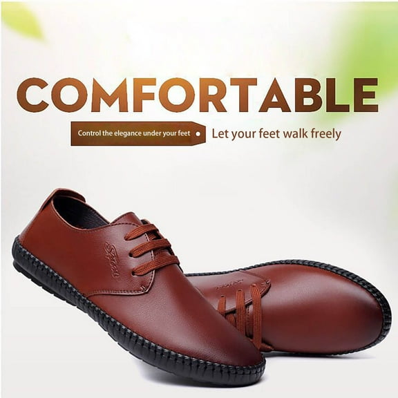 jjayotai Shoes for Men Peas Shoes Leather Shoes Black Fashion Soft Sole Comfortable Men'S Casual Shoes Flash Picks