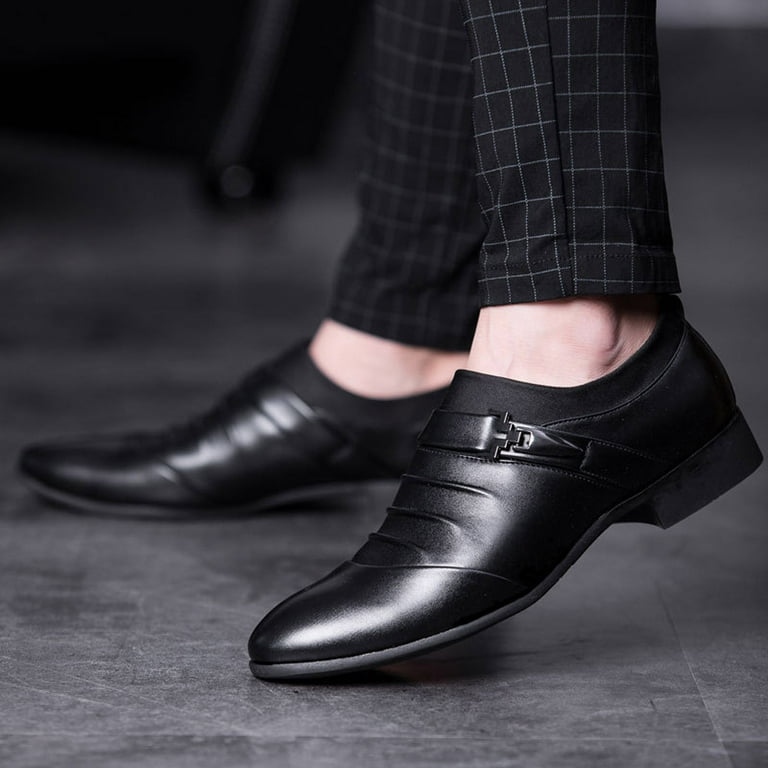 Jjayotai, Formal Casual Business Leather Shoes, Black, Size 8