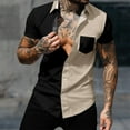 thumbnail image 1 of jjayotai Short Sleeve Shirt for Men Men Casual Fashion Patchwork Turndown Collar Printing Short Sleeve Have Pockets Button Shirt Tops Blouse, 1 of 7