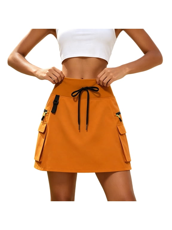 Skirts for Women High Waisted Cargo Skorts Quick Dry Golf Workout Skirts Dressy Casual Summer Skirt with Zipper Pockets