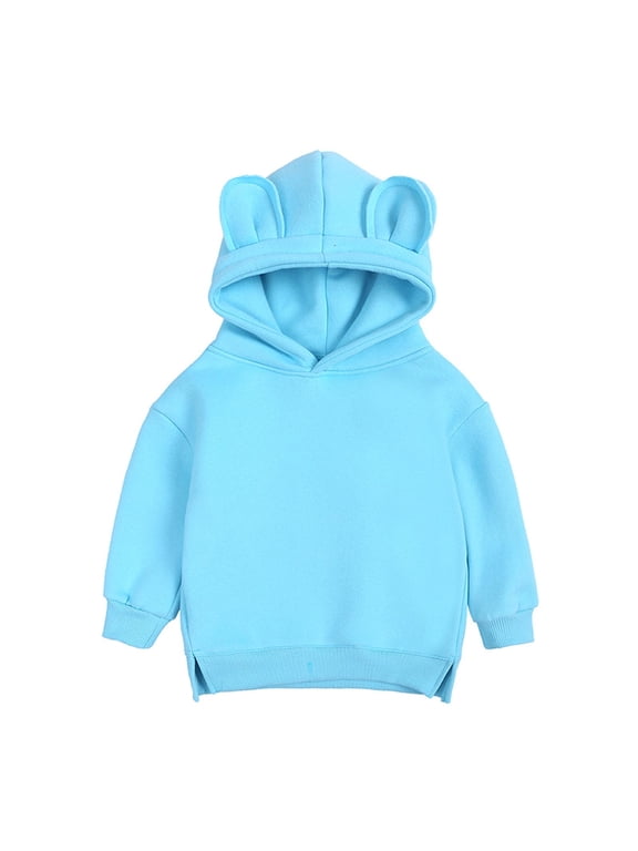Spring Kids Hoodies Bear Ears Baby Boys Girls Hoody Children Pullover Outerwear Blue 9-12 Months