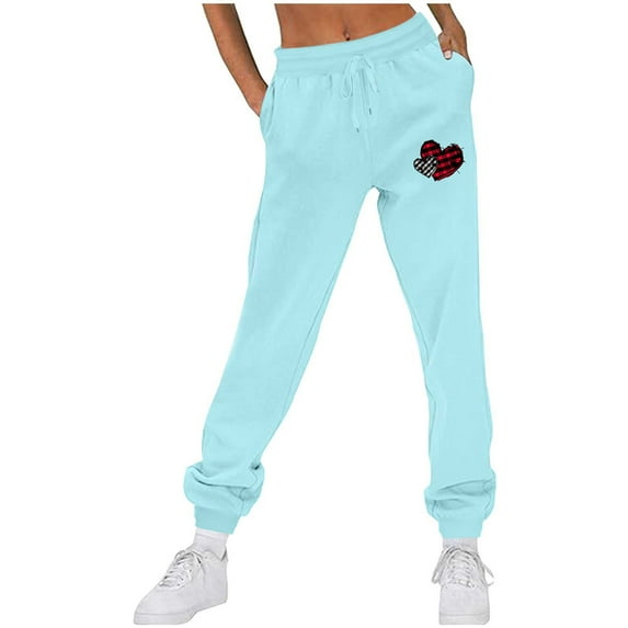 jjayotai Sweatpants for Women, Heart Printed Baggy Lounge Pants Casual Cinch Bottom Trousers High Waisted Sweat Jogger Pants