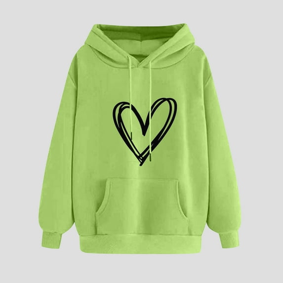 jjayotai Sweatshirts for Teen Girls, Heart Print Casual Hoodies Cute Sweaters Womens Long Sleeve Hooded Tops with Pocket